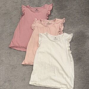 H&M Kids Ruffle Sleeve Tank Tops - Rose, Blush, Ivory